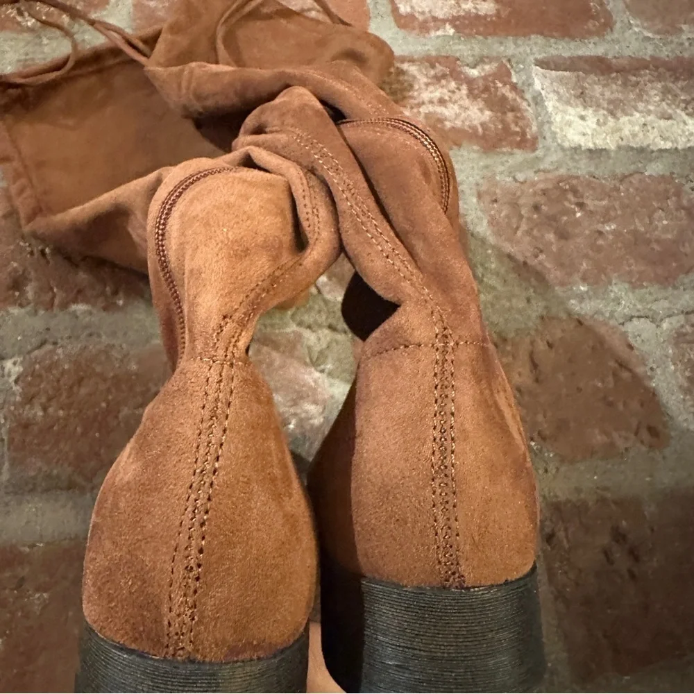 Sidney Chestnut Cognac Over The Knee Faux Suede Boots by A New Day Merona sz 7.5